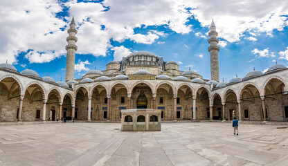 Suleymaniye Mosque in the Istanbul. Istanbul is the biggest city of The Turkey.