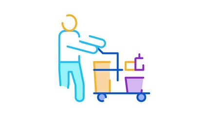 Wall Mural - Cleaner Cart Icon Animation. color Cleaner Cart animated icon on white background