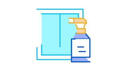 Wall Mural - Glass Clean Spray Icon Animation. color Glass Clean Spray animated icon on white background