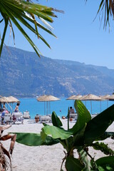 Wall Mural - Mugla , Turkey - June 15th 2021 : Famous Oludeniz beach view low  ankle shot