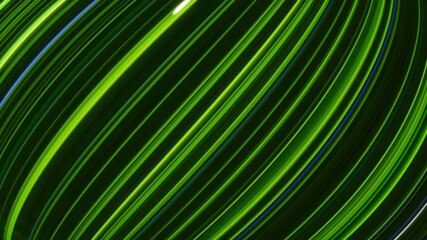 Wall Mural - bright curved lines move horizontally. animation. neon diagonal lines move horizontally on black bac