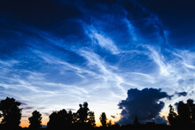 Mesospheric Clouds In The Darkening Evening Sky, A Rare Natural Phenomenon, Soft Focus