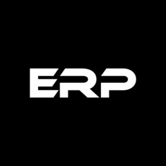 ERP letter logo design with black background in illustrator, vector logo modern alphabet font overlap style. calligraphy designs for logo, Poster, Invitation, etc.