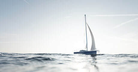 Wall Mural - Sailing yacht on the ocean