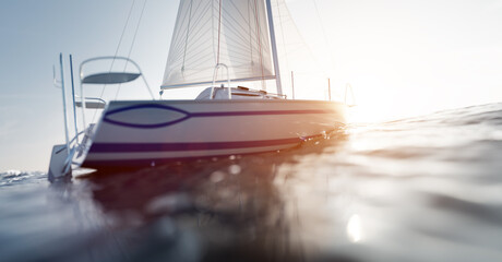 Wall Mural - Sailing yacht on the ocean