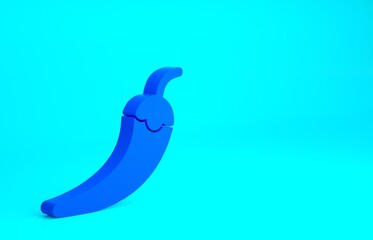 Wall Mural - Blue Hot chili pepper pod icon isolated on blue background. Design for grocery, culinary products, seasoning and spice package, cooking book. Minimalism concept. 3d illustration 3D render