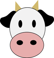 Cute Black White Cow Head Icon