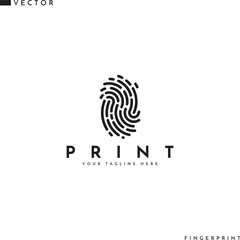 Canvas Print - Human fingerprint logo. Isolated fingerprint on white background