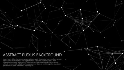 Abstract plexus background of points and lines. Big data. Network or connection. Abstract technology science background. 3d vector illustration.
