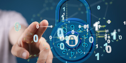 Information technology protected with firewall, secure access and encryption against cyber