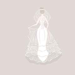 Wall Mural - Girl in wedding dress and veil