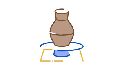 Poster - vase on pottery wheel Icon Animation. color vase on pottery wheel animated icon on white background