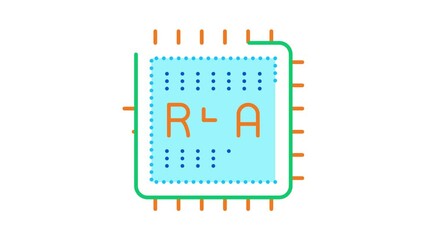 Sticker - rpa chip Icon Animation. color rpa chip animated icon on white background