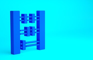 Poster - Blue Abacus icon isolated on blue background. Traditional counting frame. Education sign. Mathematics school. Minimalism concept. 3d illustration 3D render