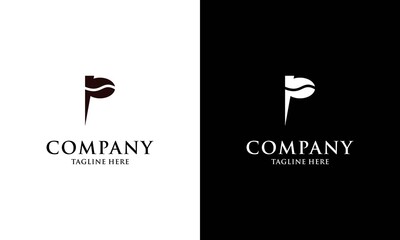 Coffee Shop Logo. Letter P with Negative Space Coffee Icon Inside. Vector Design Template