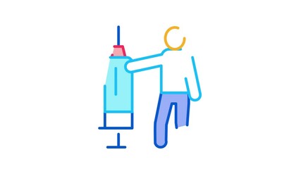 Sticker - large syringe Icon Animation. color large syringe animated icon on white background