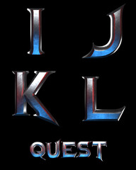 Poster - Quest 3D heavy metal Fantasy Alphabet - 3D Illustration