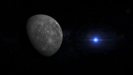 Wall Mural - planet mercury enters cancer on 11 july 3d illustration