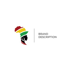 beautiful african woman silhouette with an african map as a head wrap. concept design and illustrati