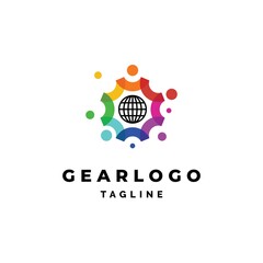 Wall Mural - Gear world logo design illustration vector template