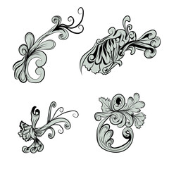 Vintage baroque frame scroll ornament engraving border floral retro pattern antique style acanthus foliage swirl decorative design element filigree calligraphy vector