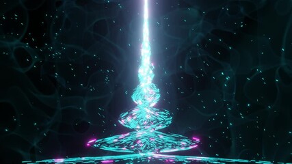 Wall Mural - 4k video animation of abstract sci-fi energy particles beam coming from the ground to upward with heavy foggy environment and particles.