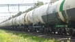 Train traffic with tanks in summer