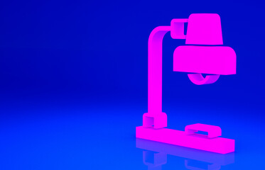 Canvas Print - Pink Table lamp icon isolated on blue background. Minimalism concept. 3d illustration 3D render