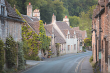 Charming, Quaint Country Cottages In The Historic, Medieval Cotswolds English Village Of Castle Combe,  In Wiltshire, UK.