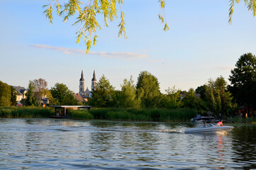 beautiful landscape church on the background of the river