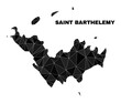 lowpoly Saint Barthelemy map. Polygonal Saint Barthelemy map vector constructed with chaotic triangles. Triangulated Saint Barthelemy map polygonal model for education posters.