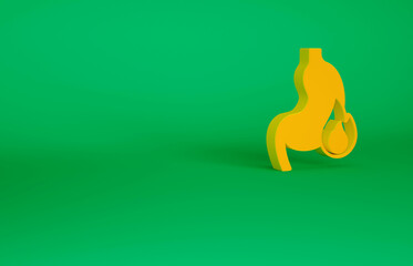 Wall Mural - Orange Stomach heartburn icon isolated on green background. Stomach burn. Gastritis and acid reflux, indigestion and stomach pain problems. Minimalism concept. 3d illustration 3D render