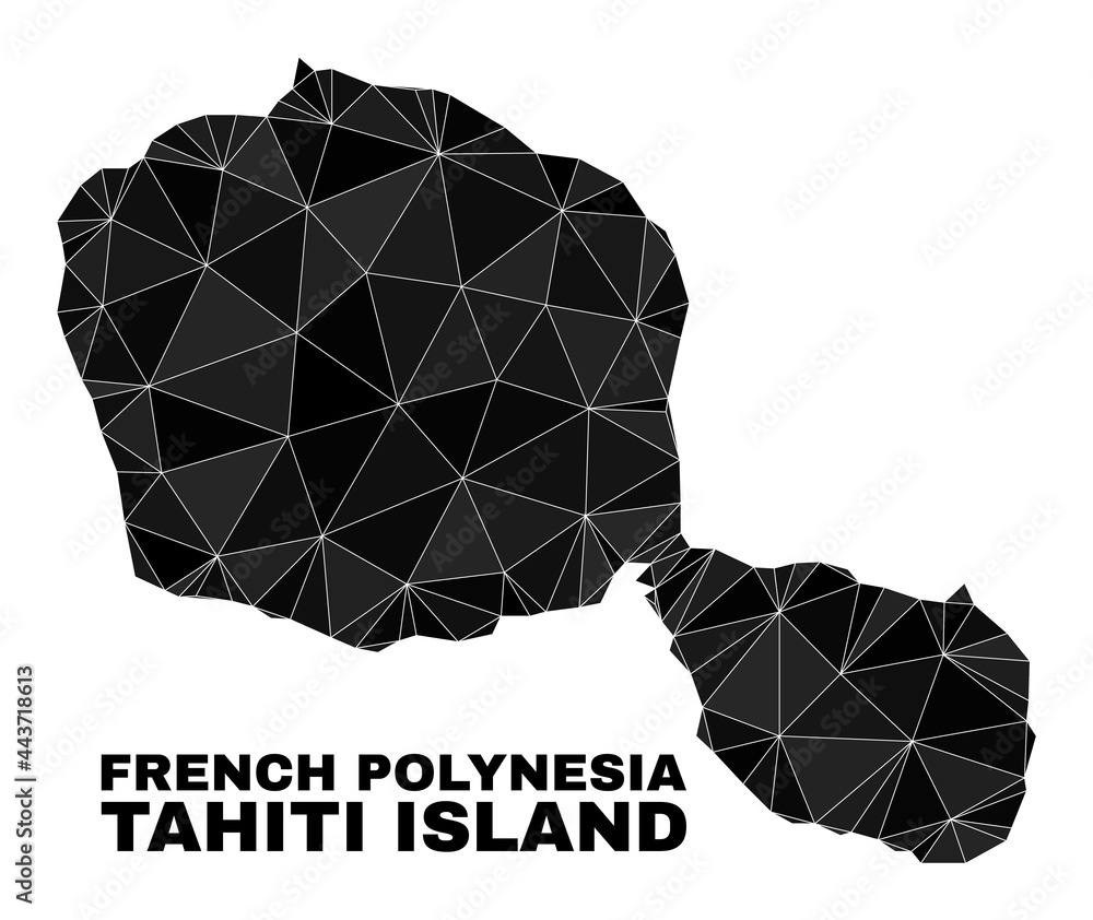 Vetor Low-poly Tahiti Island map. Polygonal Tahiti Island map vector is ...