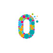 Multicolored dotted motion zero logo. Vector