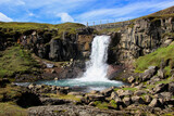 Fototapeta Tęcza - The small cascade above the main Faxi waterfall, seen on Laugarfellsvegur Waterfall Circle Hike, Laugarfell, Iceland