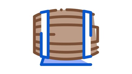 Sticker - wooden barrel for wine products Icon Animation. color wooden barrel for wine products animated icon on white background