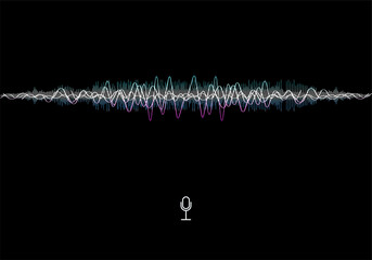 Futuristic sound wave concept. Futuristic Frequency audio waveform and music wave. Hi-tech AI technology. Microphone voice control. Vector Voice assistant AI and equalizer sound recognition.