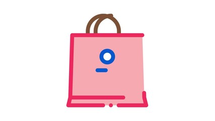 Poster - paper bag Icon Animation. color paper bag animated icon on white background