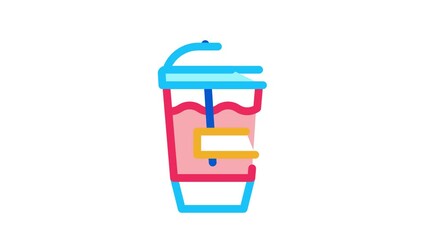 Canvas Print - milk shake Icon Animation. color milk shake animated icon on white background