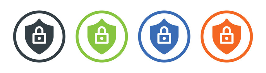 Poster - Protection, lock, privacy and security icon sign. Containing shield and padlock symbol.