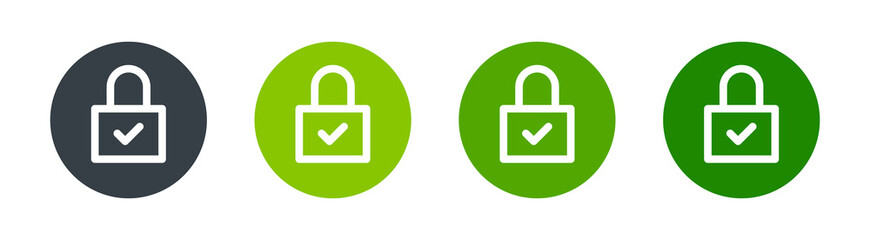 Poster - Lock icon. Containing padlock with check mark symbol of  protection, safety and security concept.