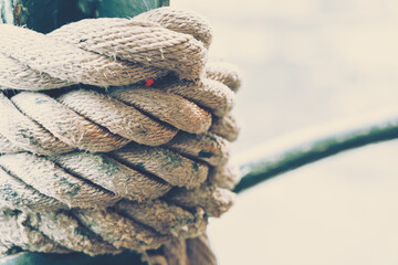 Close-up of an old boat rope; vintage style