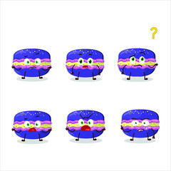 Sticker - Cartoon character of grapes macaron with what expression. Vector illustration