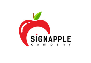 Red sign apple. Modern and simple logo design. Vector icon fresh apple.