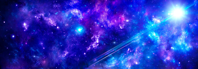Wall Mural - bright abstract space background with nebula and stars