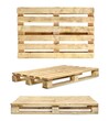 Used wooden pallet for goods. Dirty and rough wood planks. A set of photographs from different angles.