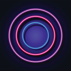 Abstract background with Neon light circle frame on background. Vector illustration