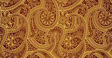 Luxurious Floral Batik Background. Floral Decoration Curls Illustration. Hand Drawn Paisley Pattern Elements. Vintage Ornament, Pattern.
