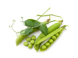 Poster - Green pea pods with leaves.