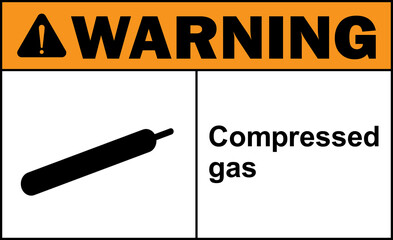 Sticker - Compressed gas warning sign. Hazardous chemical safety signs and symbols.